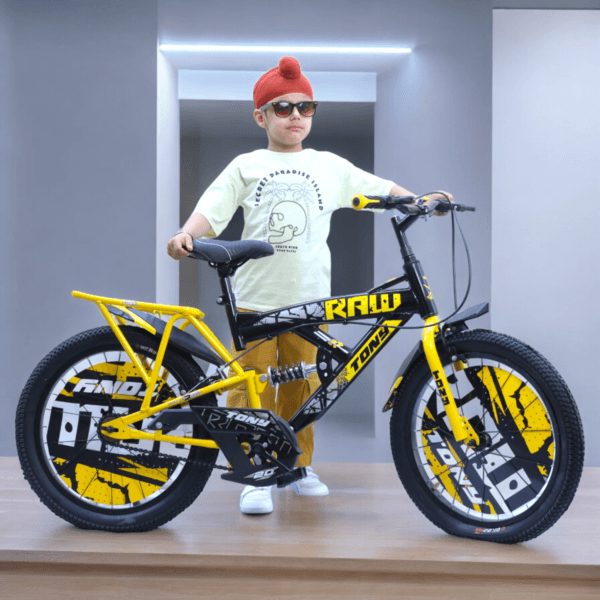TONY RAW Shocker 20T BMX Bike Kids 7-10 Yellow-Black Steel Frame - Image 4