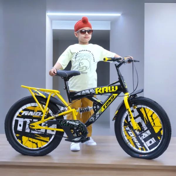 TONY RAW Shocker 20T BMX Bike Kids 7-10 Yellow-Black Steel Frame - Image 4