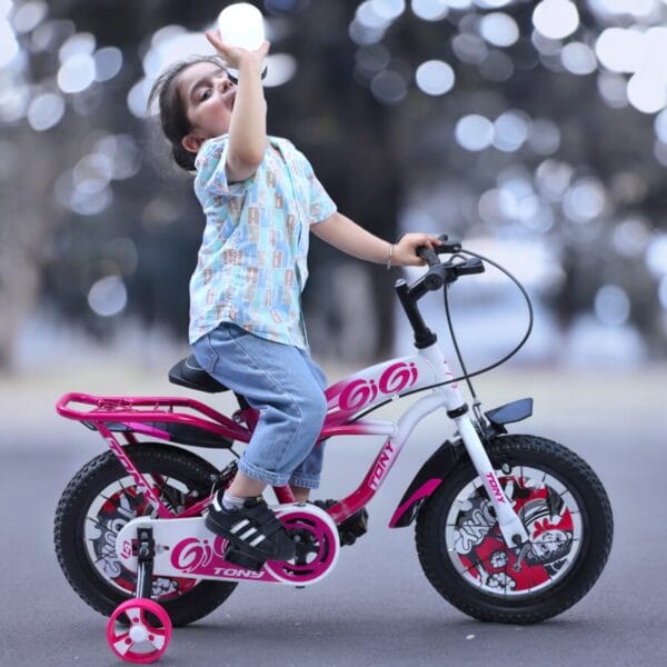 TONY RAW Gigi 16T BMX Kids 5-8 Pink-White Training Wheels - Image 4