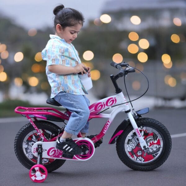 TONY RAW Gigi 16T BMX Kids 5-8 Pink-White Training Wheels - Image 3
