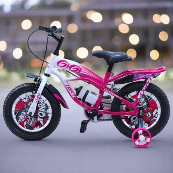 TONY RAW Gigi 16T BMX Kids 5-8 Pink-White Training Wheels - Image 5
