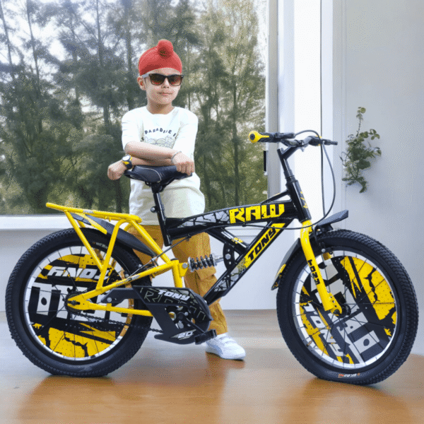 TONY RAW Shocker 20T BMX Bike Kids 7-10 Yellow-Black Steel Frame - Image 3