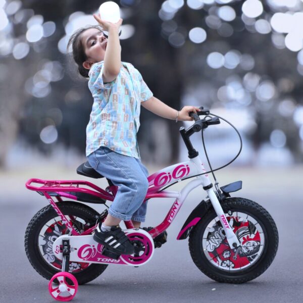 TONY RAW Gigi 16T BMX Kids 5-8 Pink-White Training Wheels - Image 4