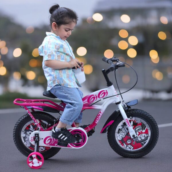 TONY RAW Gigi 16T BMX Kids 5-8 Pink-White Training Wheels - Image 3